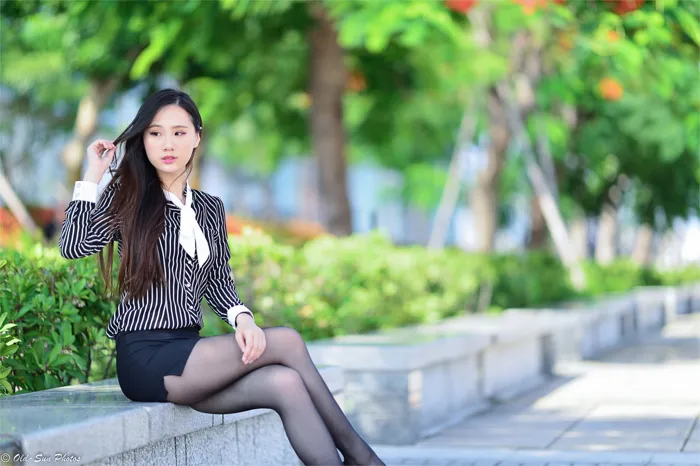 [Mzsock] NO.026 Beautiful model Xiaomi’s new secretary black silk professional attire street photography#[50P]-30